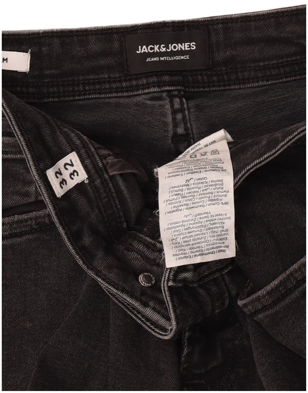Jack & Jones Jeans skinny effetto consumato Liam da uomo W32 L32 cotone grigio