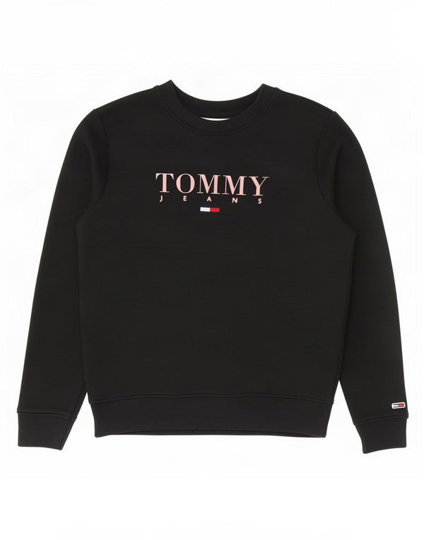 Felpa oversize con grafica da donna Tommy Hilfiger Maglione UK 10 Small Nero