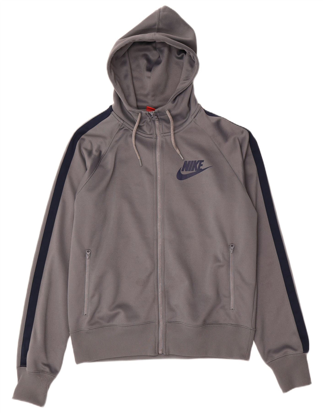 Felpa con cappuccio e zip Nike da uomo in poliestere color block grigio medio