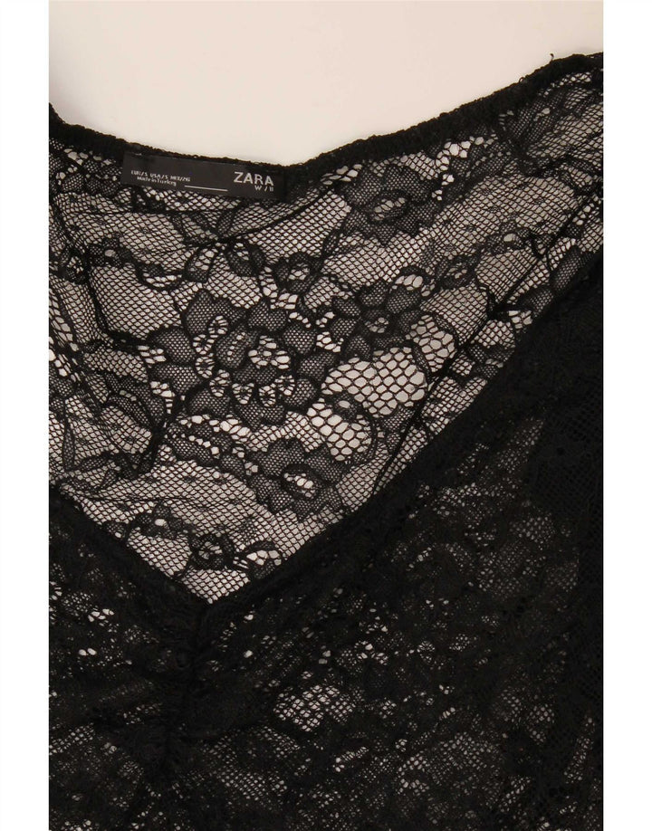 Body trasparente da donna Zara UK 8 piccolo nero floreale
