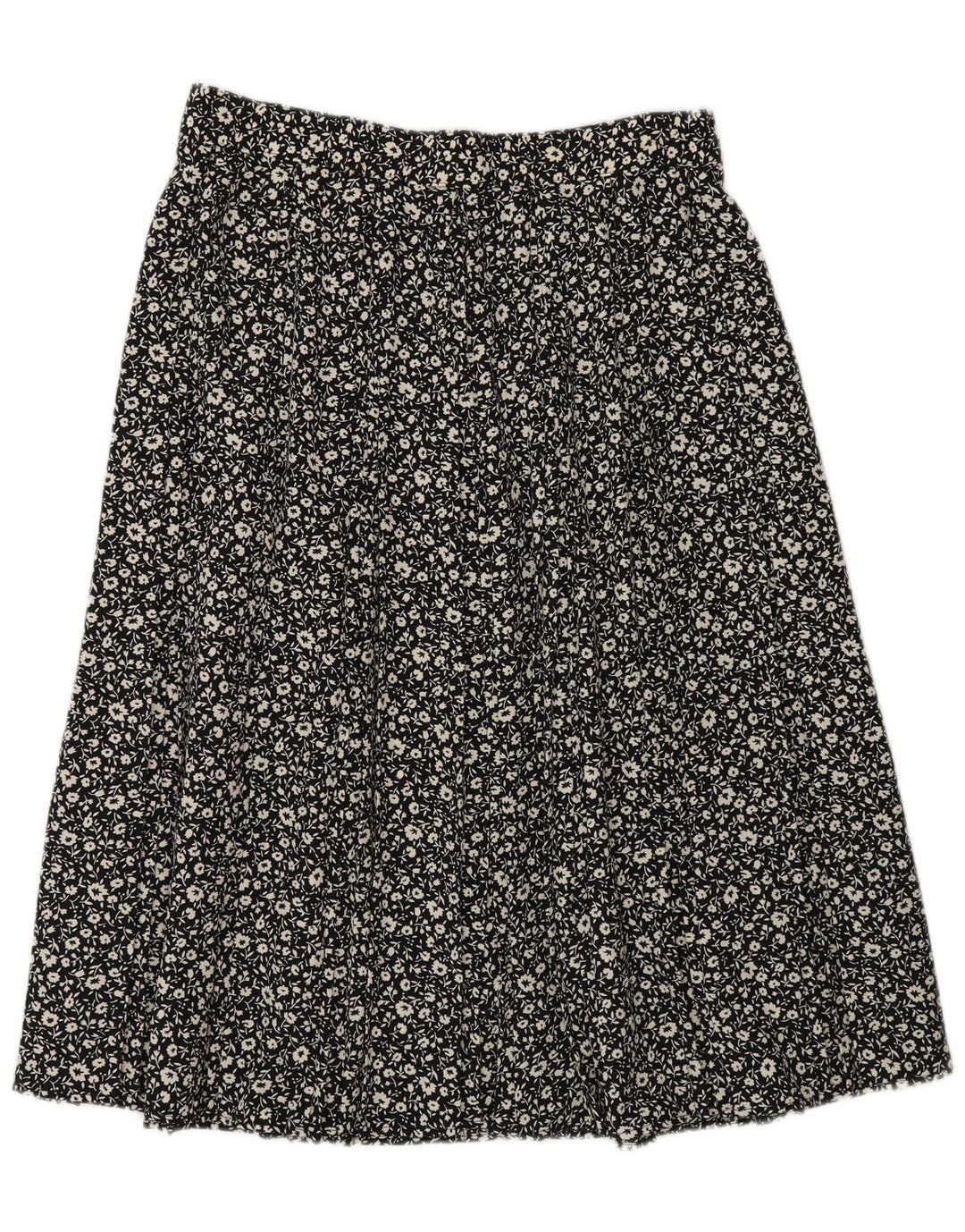 Gonna a trapezio da donna St Michael UK 16 grande W30 poliestere floreale nero