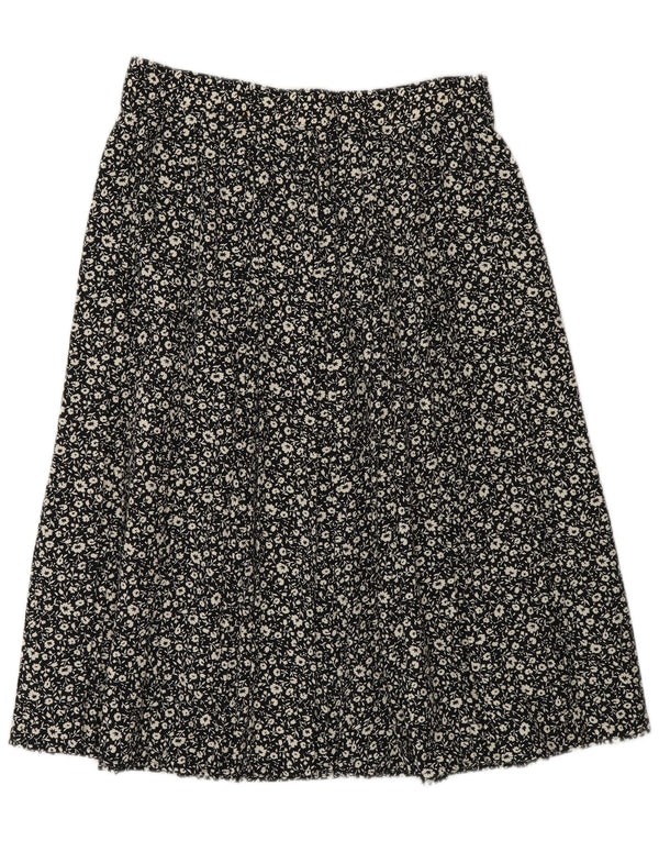 Gonna a trapezio da donna St Michael UK 16 grande W30 poliestere floreale nero
