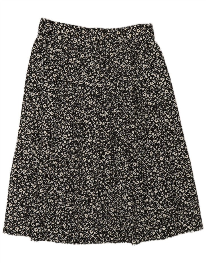 Gonna a trapezio da donna St Michael UK 16 grande W30 poliestere floreale nero