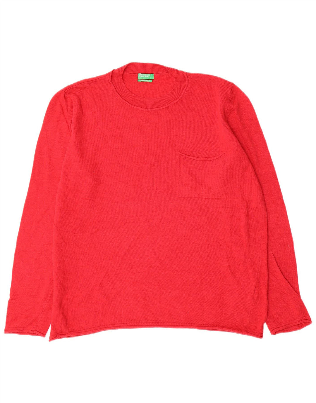Maglione maglione girocollo da donna Benetton UK 16 Large rosso viscosa