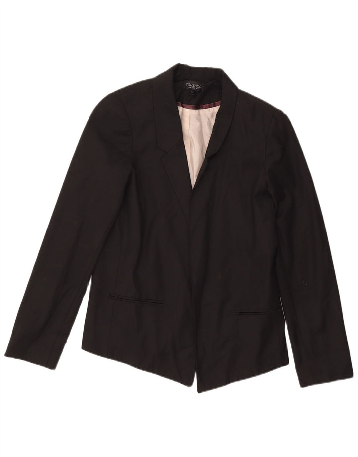 Giacca blazer aperta da donna Topshop UK 8 piccola poliestere nero