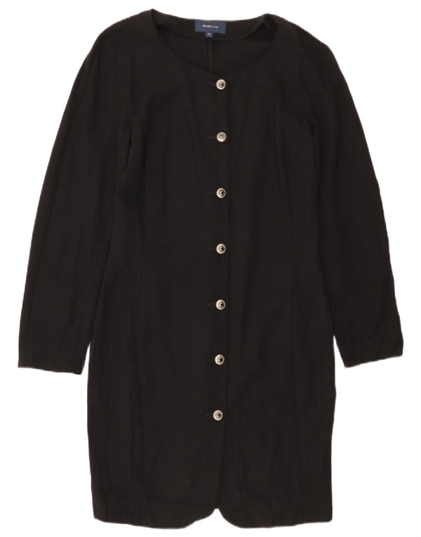 Abito camicia vintage da donna UK 12 medio nero
