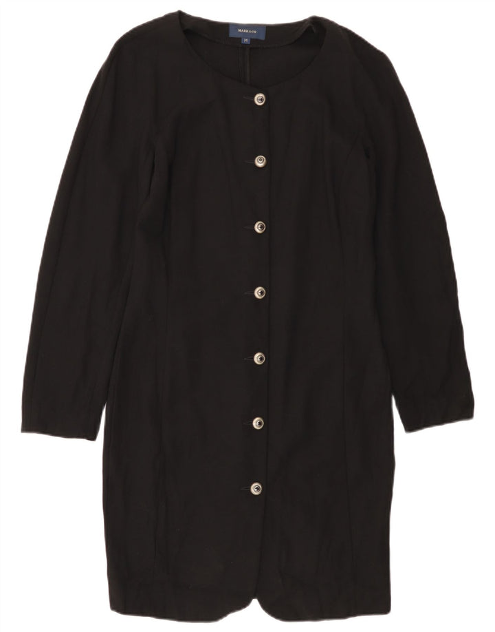 Abito camicia vintage da donna UK 12 medio nero