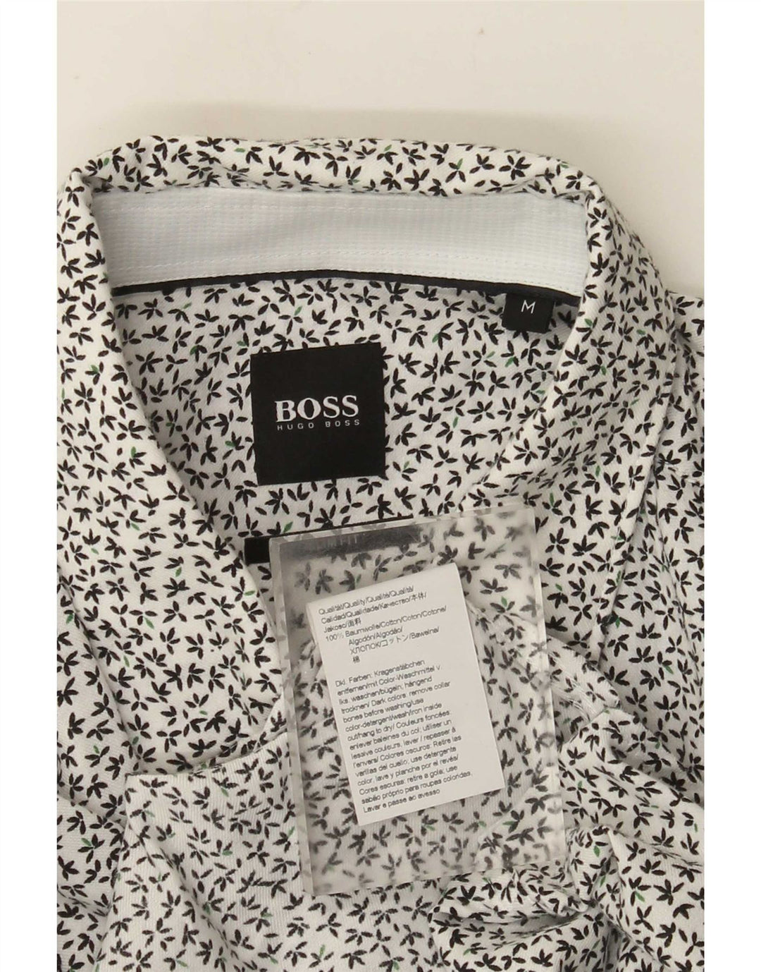 Camicia slim fit da uomo Hugo Boss in cotone floreale bianco medio