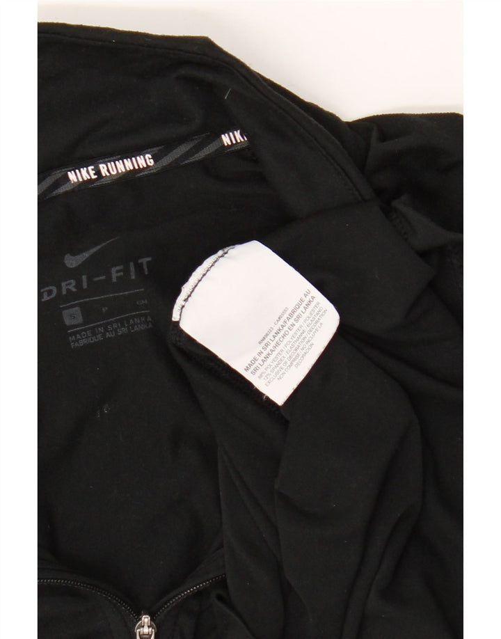 Tuta da ginnastica Nike Dri Fit da uomo con collo e zip, piccola, in poliestere nero