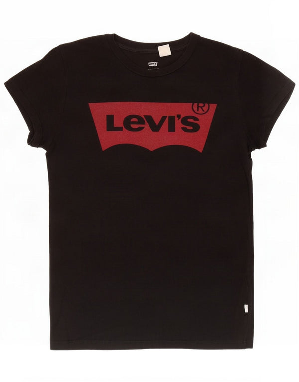 Levi's T-shirt grafica da donna UK 12 Medium Nero