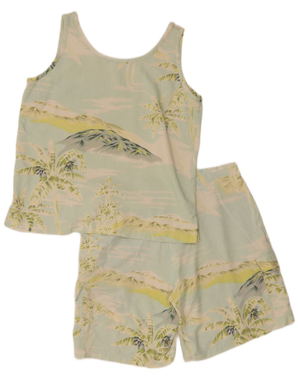Set da 2 pezzi hawaiano da spiaggia vintage da donna UK 12 medio W32 verde