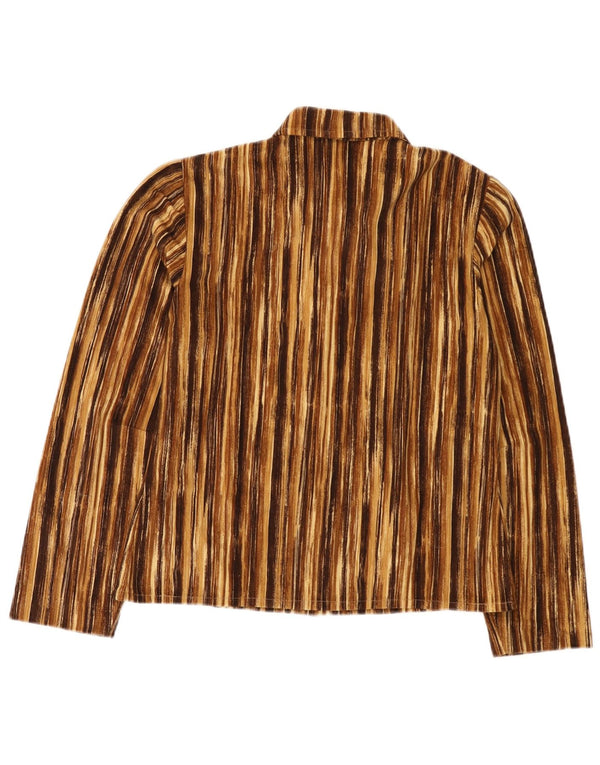 Camicia vintage da donna UK 12 a righe marrone medio