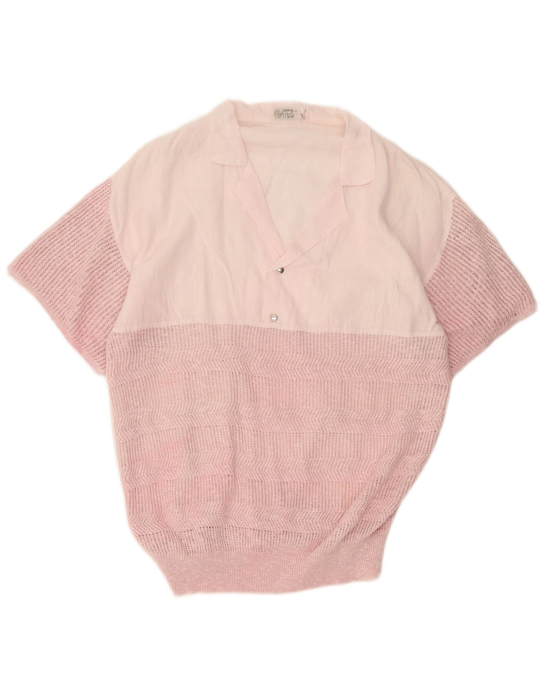 Camicia pullover vintage da uomo a maniche corte rosa medio