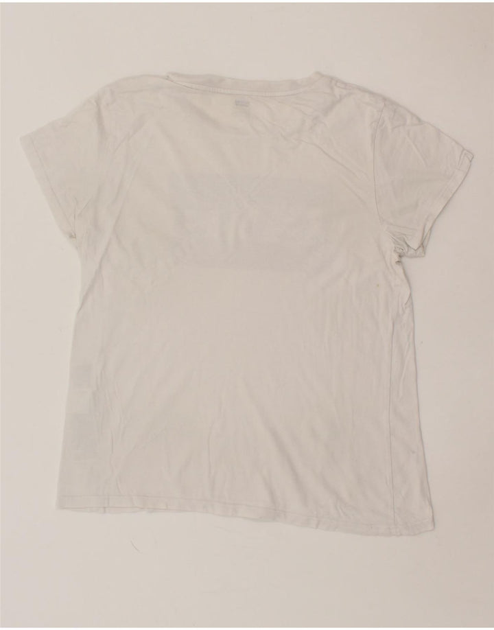 LEVI'S Womens Graphic T-Shirt Top UK 14 Medium White Vintage Levi's and Second-Hand Levi's from Messina Hembry 