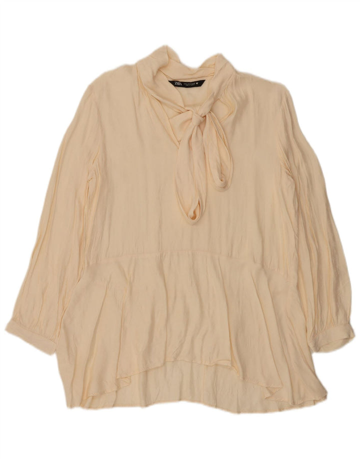 Camicetta oversize da donna Zara con allacciatura sul davanti UK 10 piccola, bianco sporco