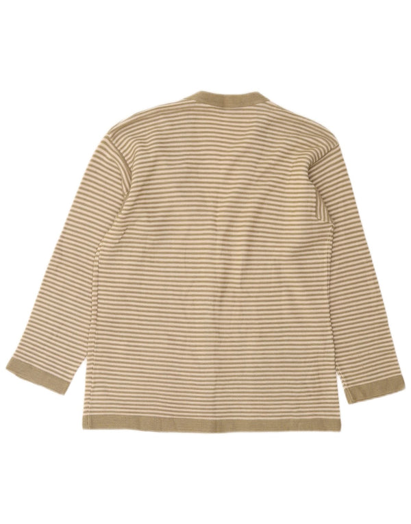 Maglione cardigan da donna Dama IT 50 XL cotone a righe kaki