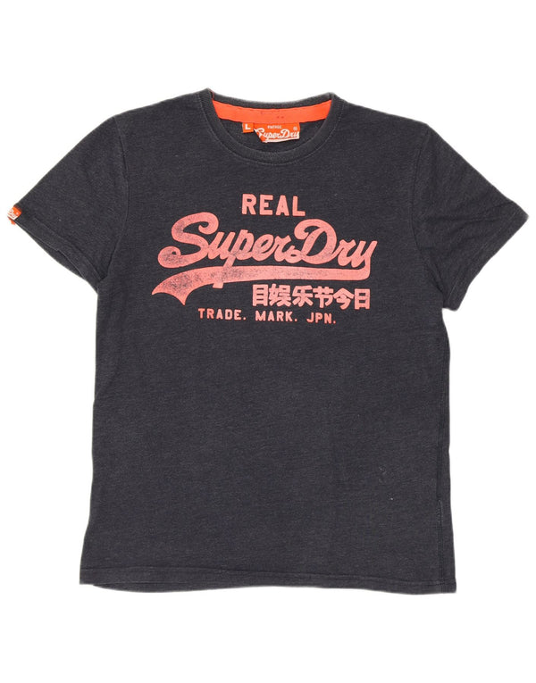 T-shirt grafica da uomo SUPERDRY Top grande in cotone blu navy