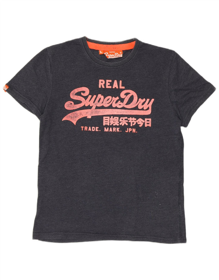 T-shirt grafica da uomo SUPERDRY Top grande in cotone blu navy