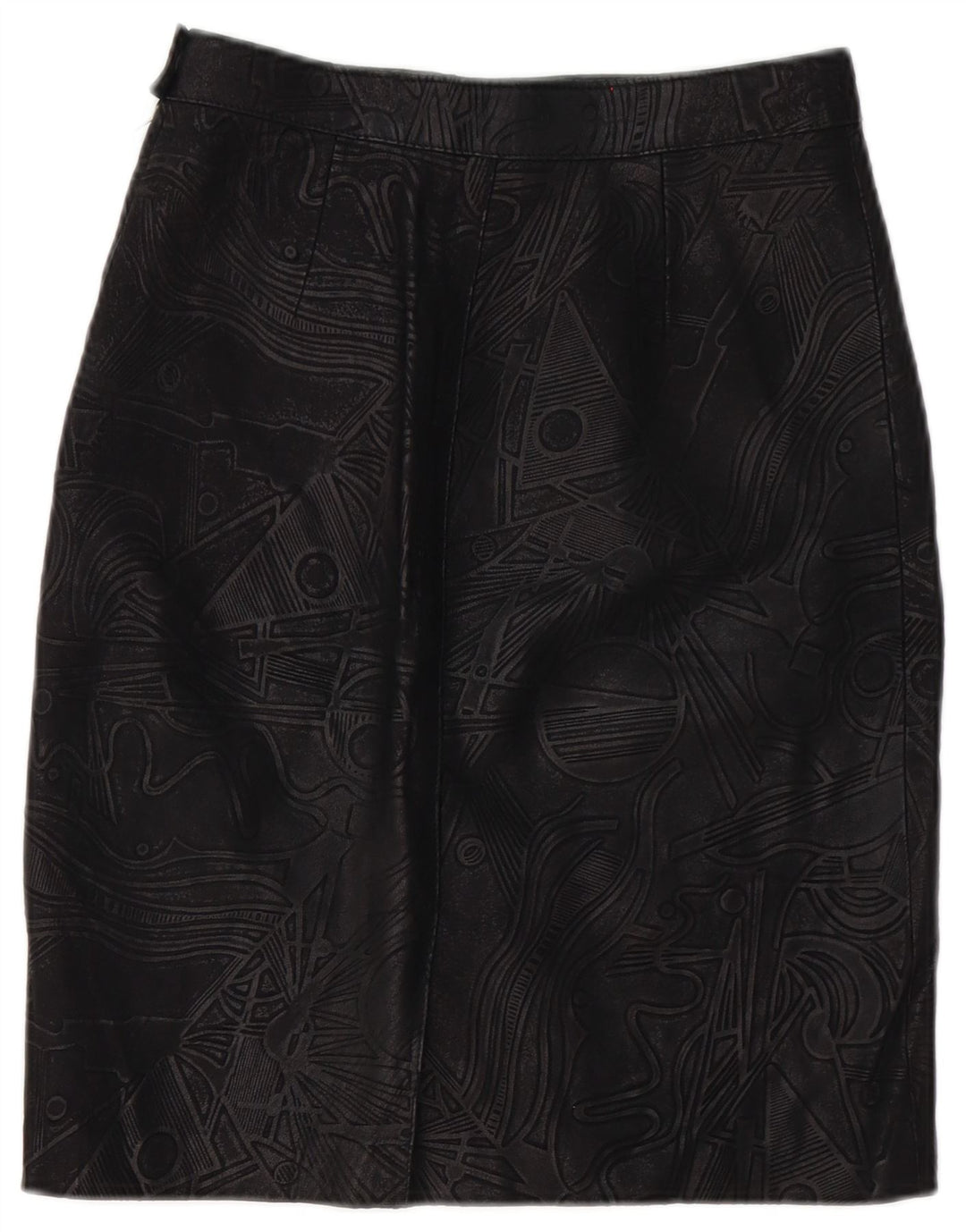 Gonna in pelle vintage da donna W26 piccola nera geometrica