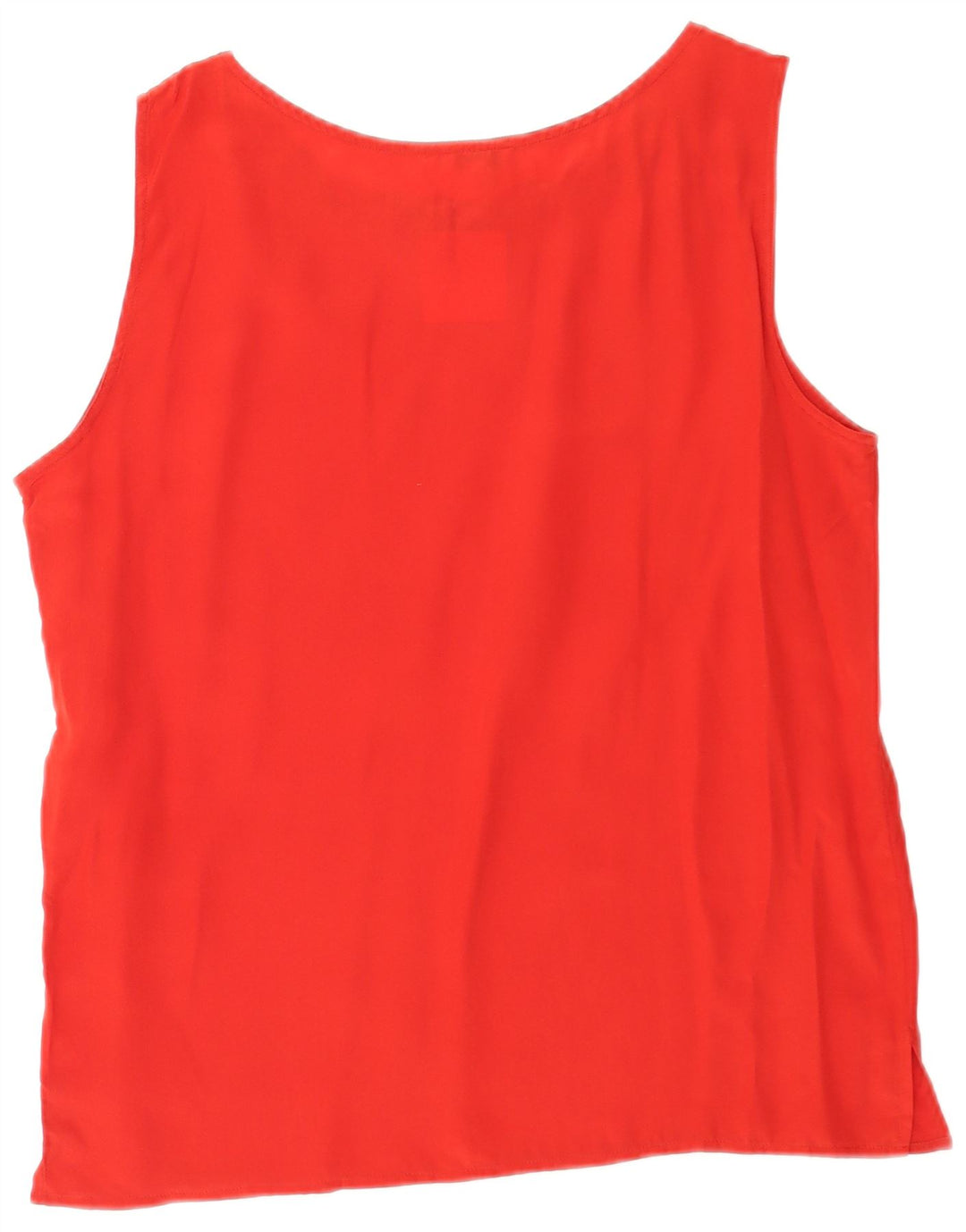 Top camicetta senza maniche vintage da donna UK 16 grande seta rossa