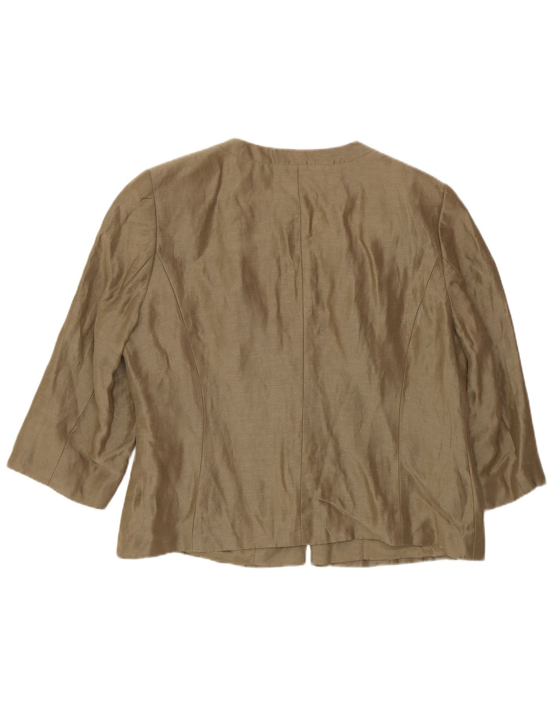 FENN WRIGHT MANSON Womens 3/4 Sleeve Blazer Jacket UK 18 XL Brown Linen