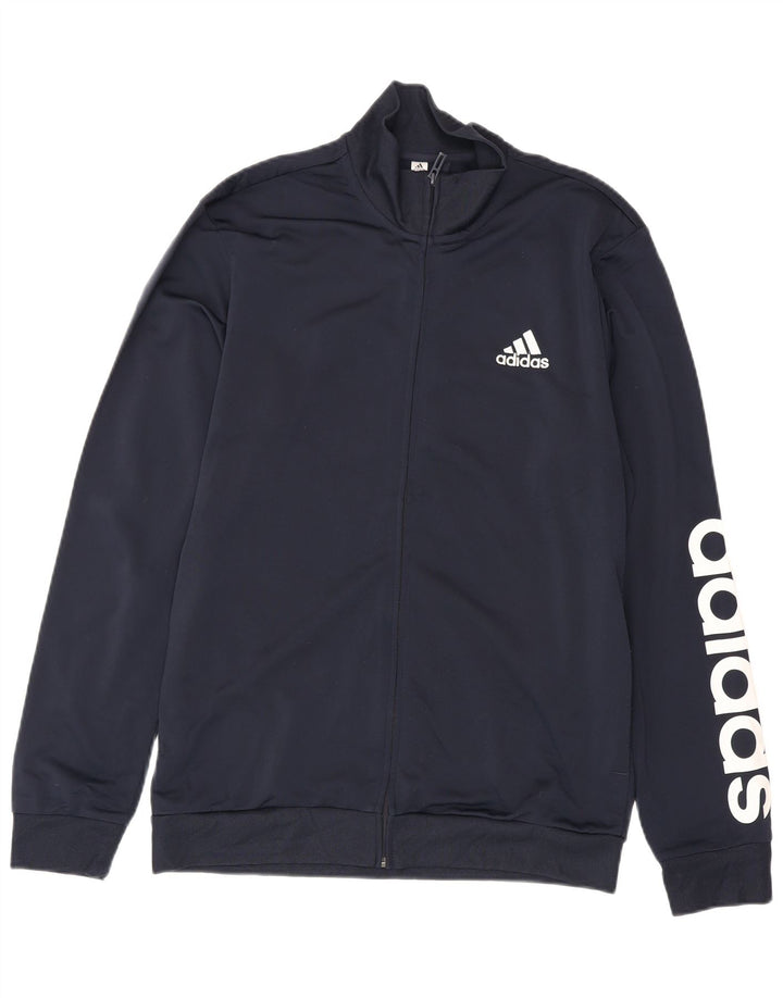 Giacca da tuta grafica da uomo Adidas UK 40/42 Medio Blu Navy