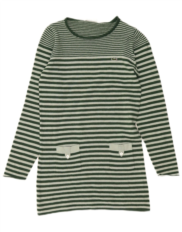 Maglione maglione da donna con scollo a barca Lacoste taglia 36 piccolo a righe verdi