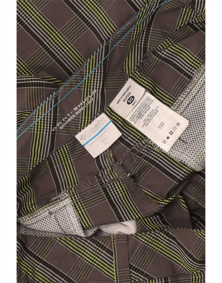 Pantaloncini cargo Columbia Omni-Shield da uomo W34 nylon a quadri grigi grandi