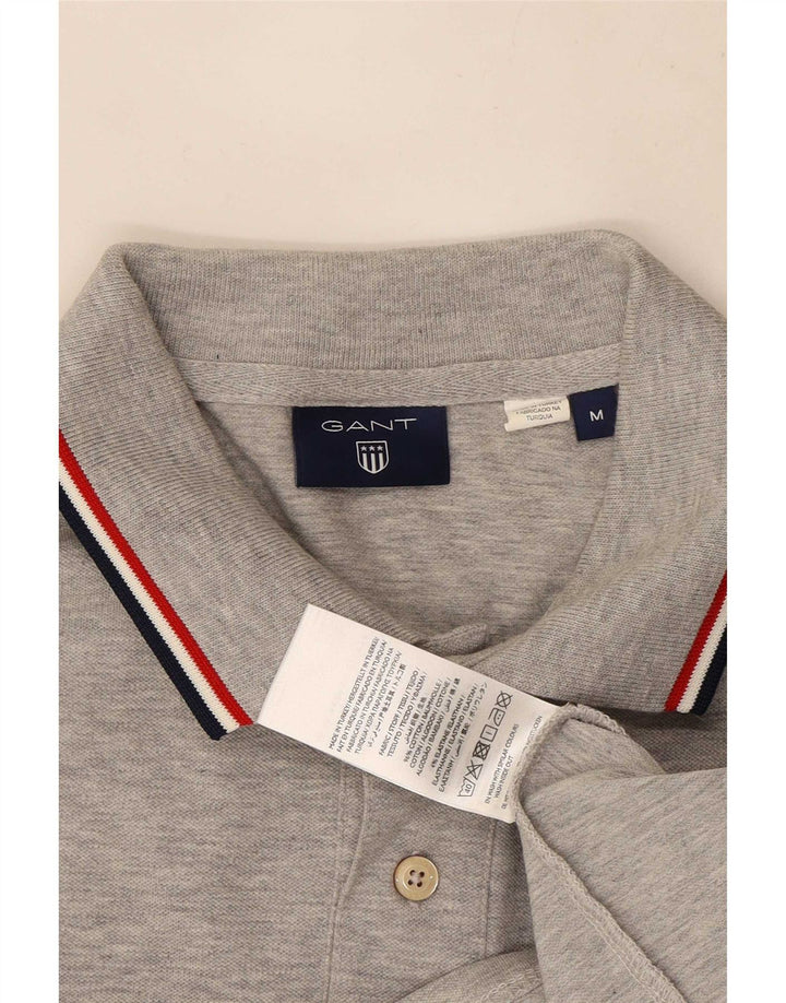 Polo da uomo Gant in cotone a righe grigio medio