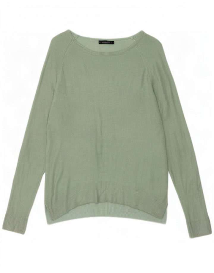 Maglione maglione con scollo a barca da donna Zara UK 14 Verde medio