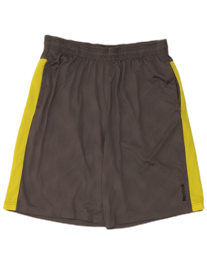 Pantaloncini sportivi Reebok da uomo in poliestere color block grigio medio
