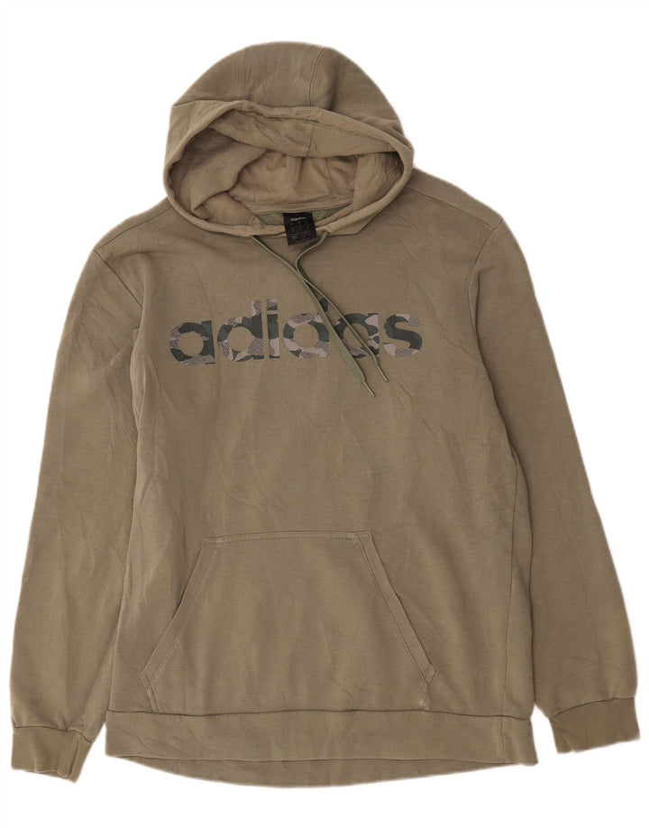 Felpa con cappuccio grafica da uomo Adidas, cotone medio kaki