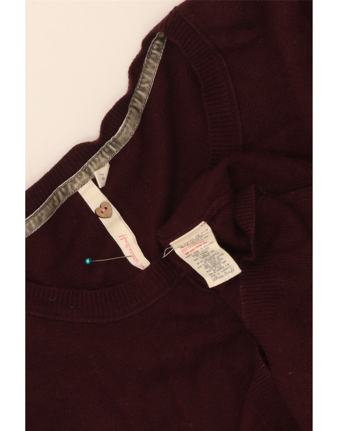 WHITE STUFF Maglione cardigan da donna UK 14 Viscosa marrone rossiccio medio