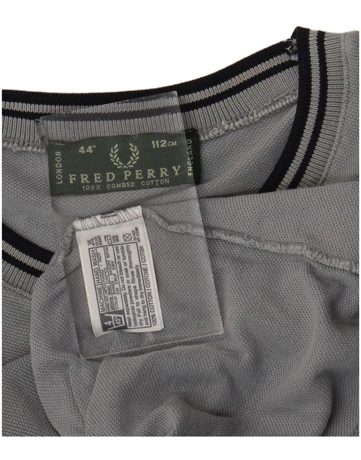 FRED PERRY Top da Uomo Manica Lunga Cotone Grigio Medio
