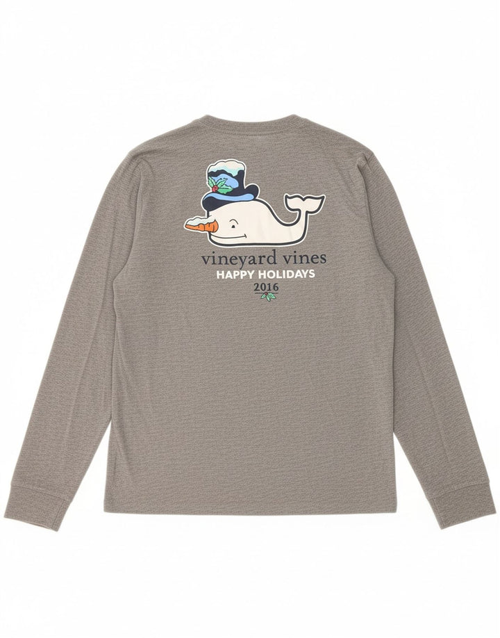 VINEYARD VINES Boys Graphic Top Long Sleeve 15-16 Years Large  Grey Cotton