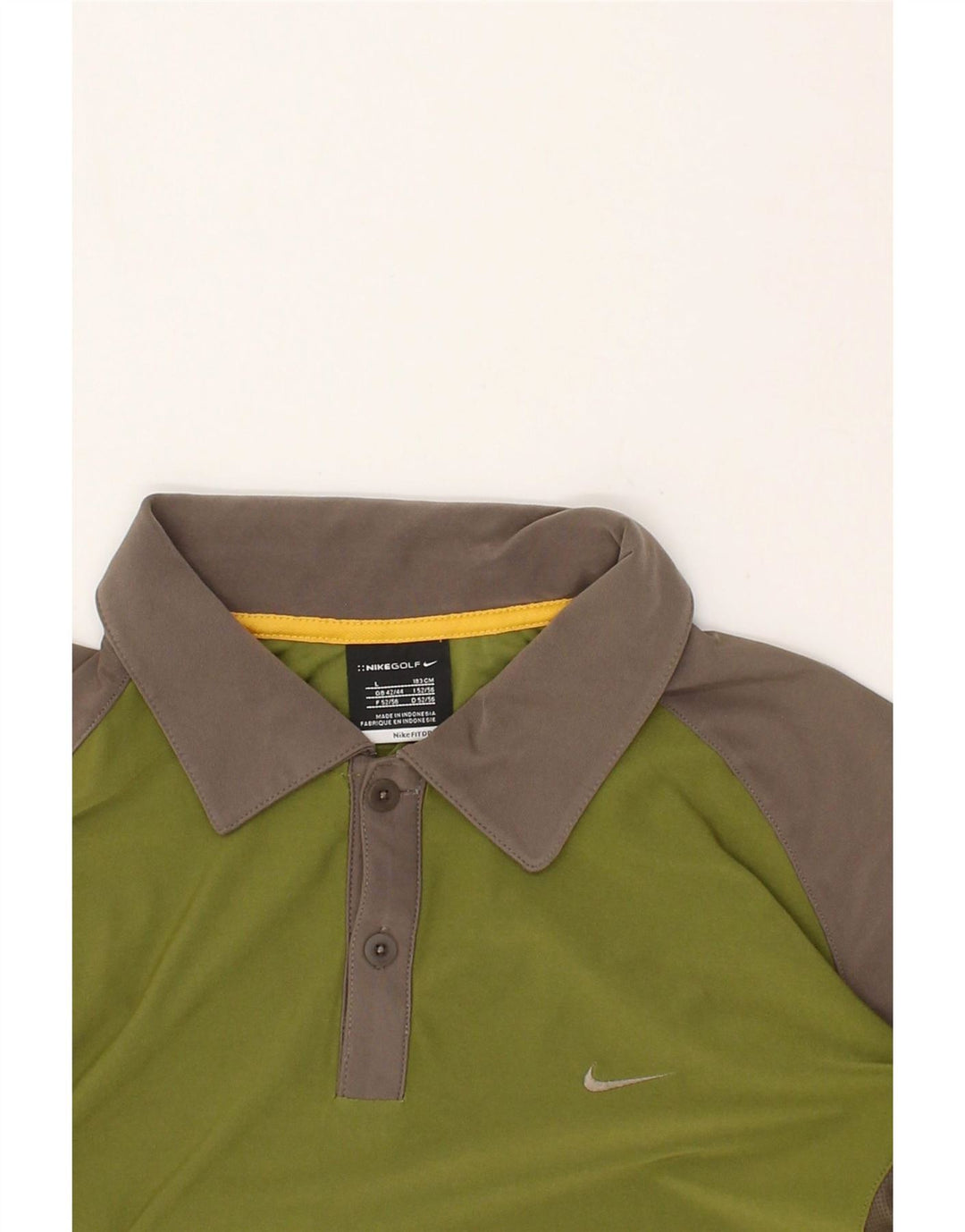 Polo NIKE da uomo UK 42/44 Large Verde Colourblock Poliestere