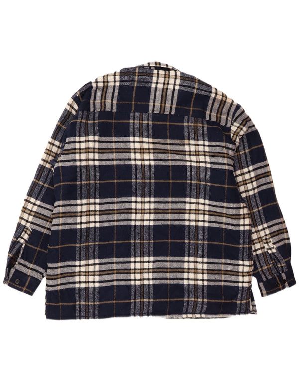 Camicia vintage in flanella da boscaiolo da uomo 2XL in acrilico a quadri blu navy
