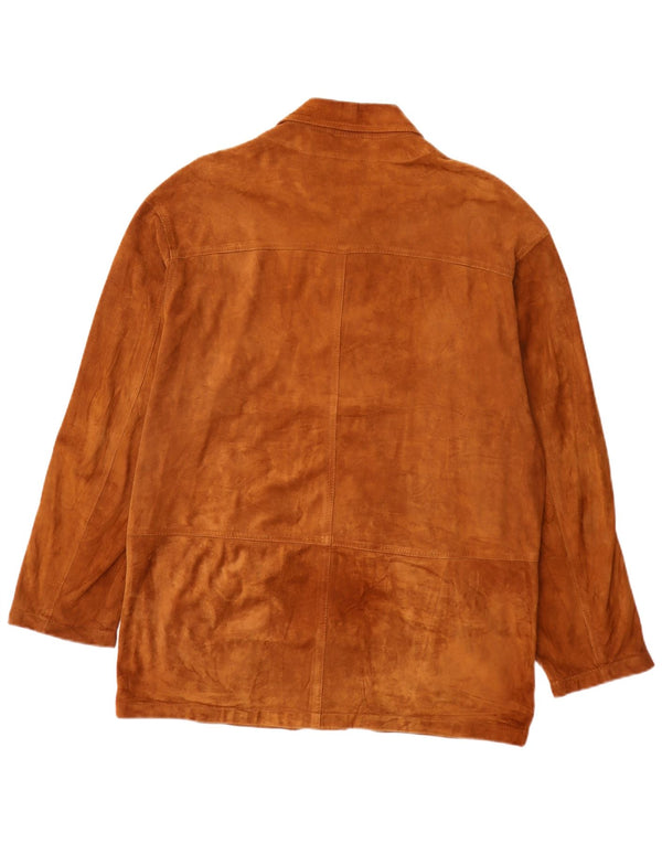 Giacca vintage in pelle scamosciata da uomo IT 50 Large Beige
