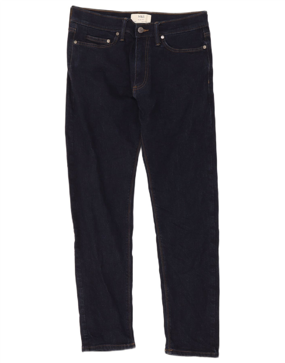 Jeans slim da uomo Marks & Spencer W30 L31 cotone blu navy
