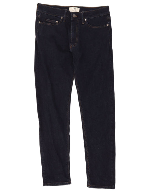 Jeans slim da uomo Marks & Spencer W30 L31 cotone blu navy
