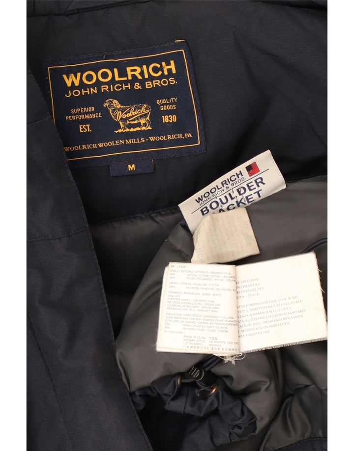 Giacca imbottita con cappuccio da donna Woolrich UK 14 cotone medio blu navy