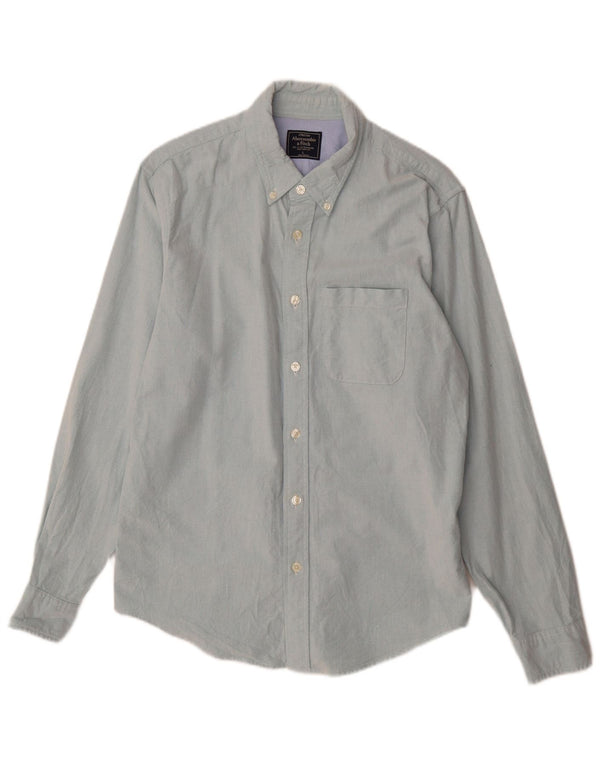 Camicia elasticizzata da uomo Abercrombie & Fitch grande in cotone blu