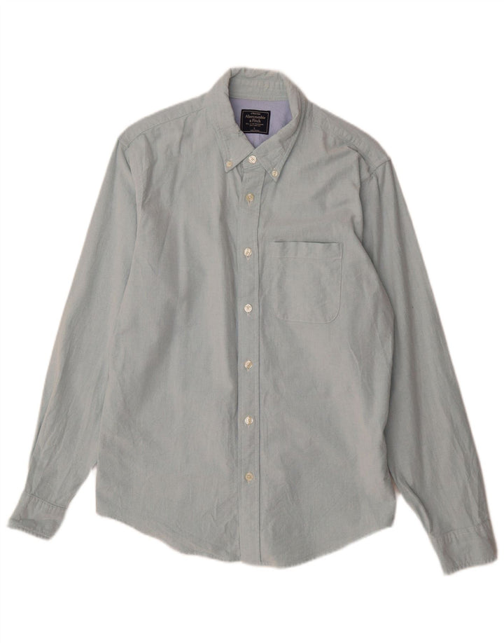 Camicia elasticizzata da uomo Abercrombie & Fitch grande in cotone blu