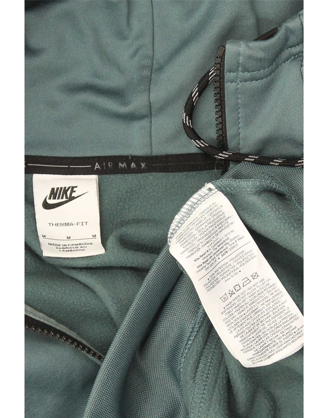 Felpa con cappuccio e zip grafica Nike Therma-Fit da uomo in poliestere verde medio