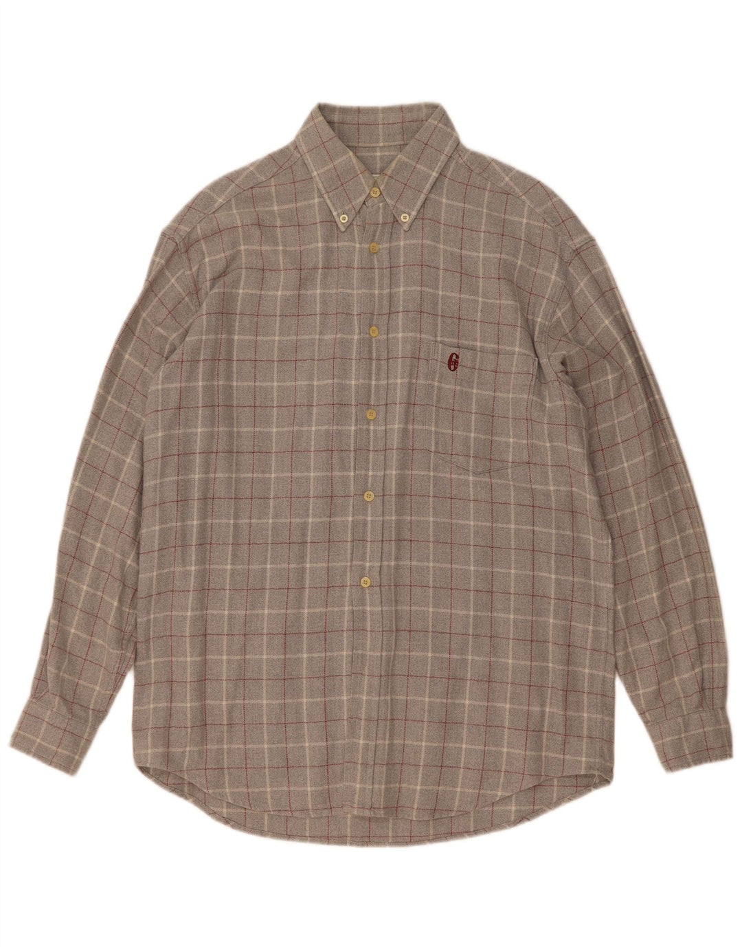 Camicia da uomo in flanella Conte of Florence in cotone a quadri grigio medio