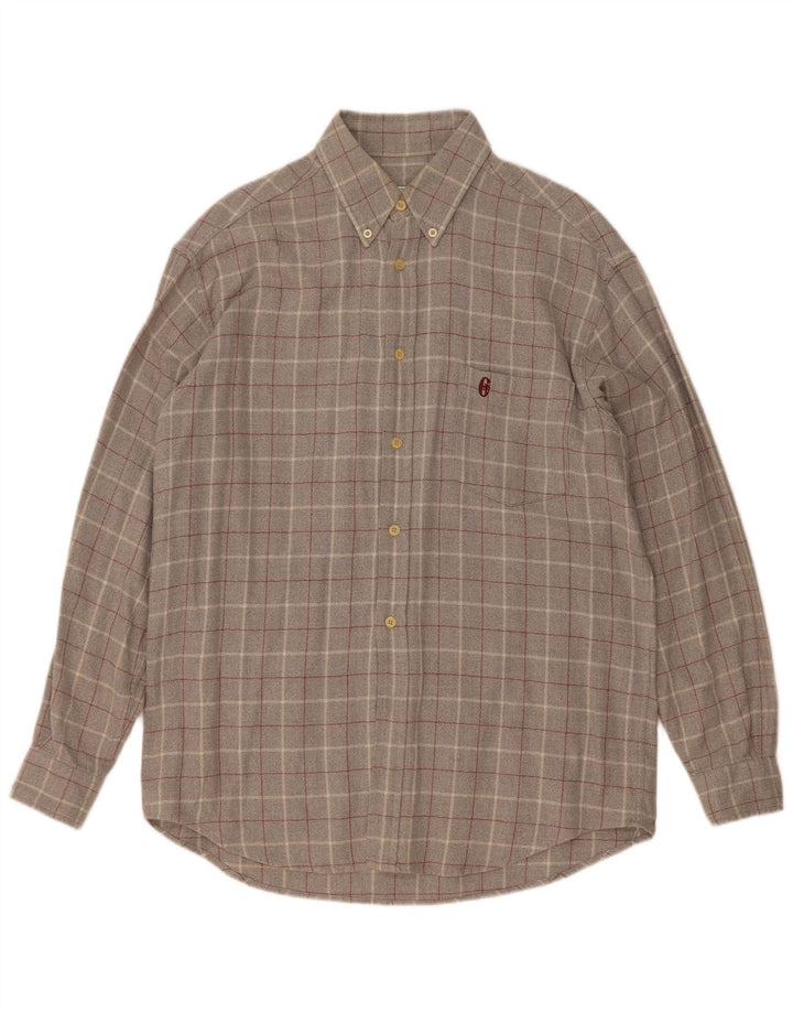 Camicia da uomo in flanella Conte of Florence in cotone a quadri grigio medio