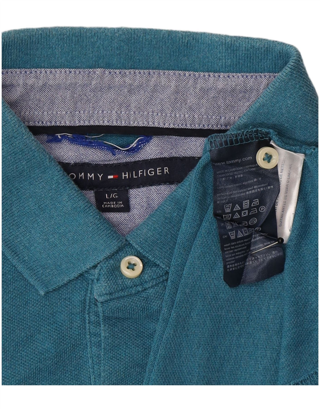 Polo da uomo Tommy Hilfiger grande in cotone blu