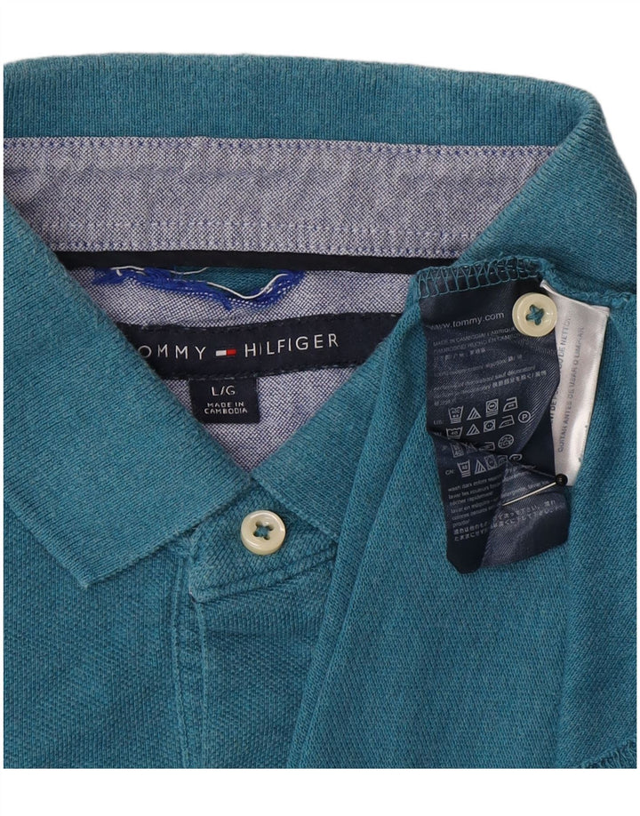 Polo da uomo Tommy Hilfiger grande in cotone blu
