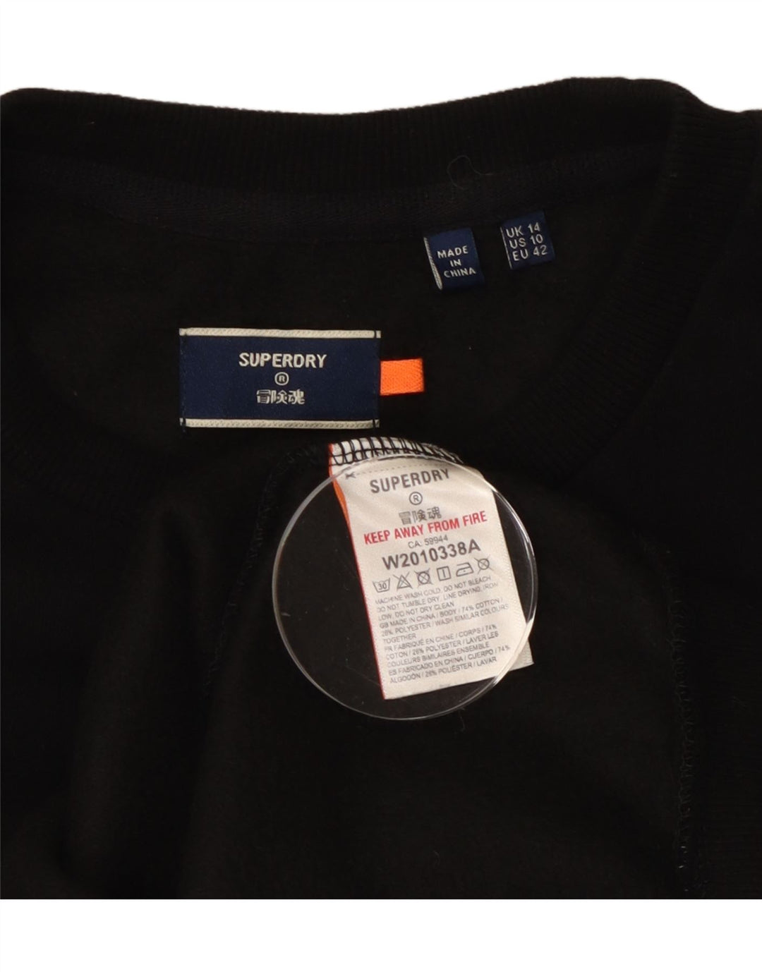 Felpa da donna Superdry Maglione UK 14 Large Nero Cotone