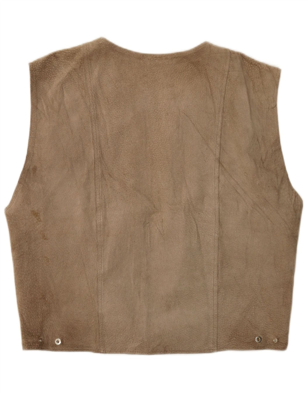 Gilet vintage da uomo in pelle scamosciata beige medio